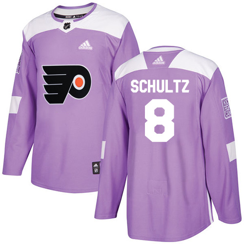 Adidas Flyers #8 Dave Schultz Purple Authentic Fights Cancer Stitched NHL Jersey